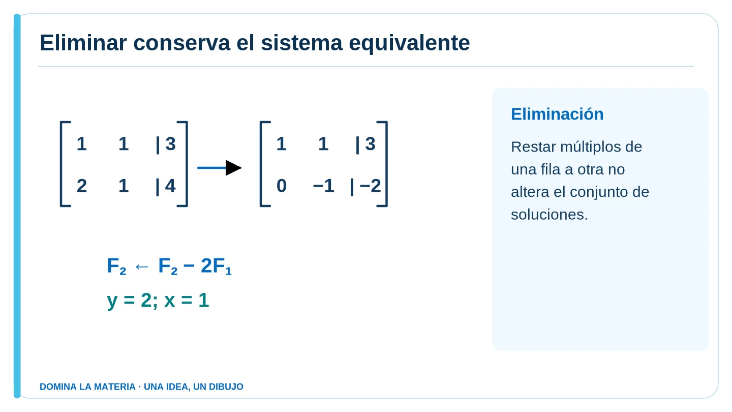 Eliminar conserva el sistema equivalente. Descripción en el texto contiguo.