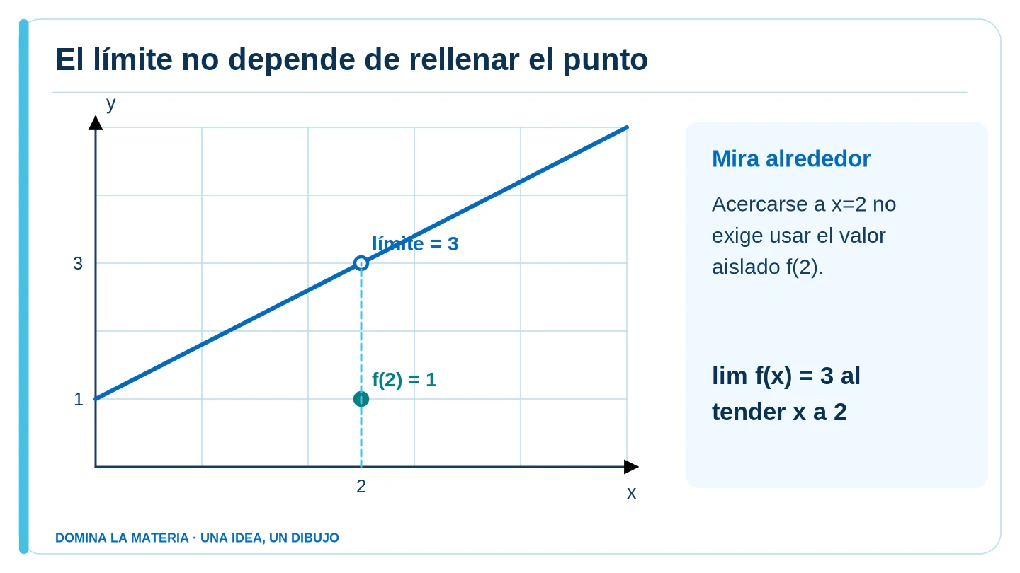 El límite no depende de rellenar el punto. Descripción en el texto contiguo.