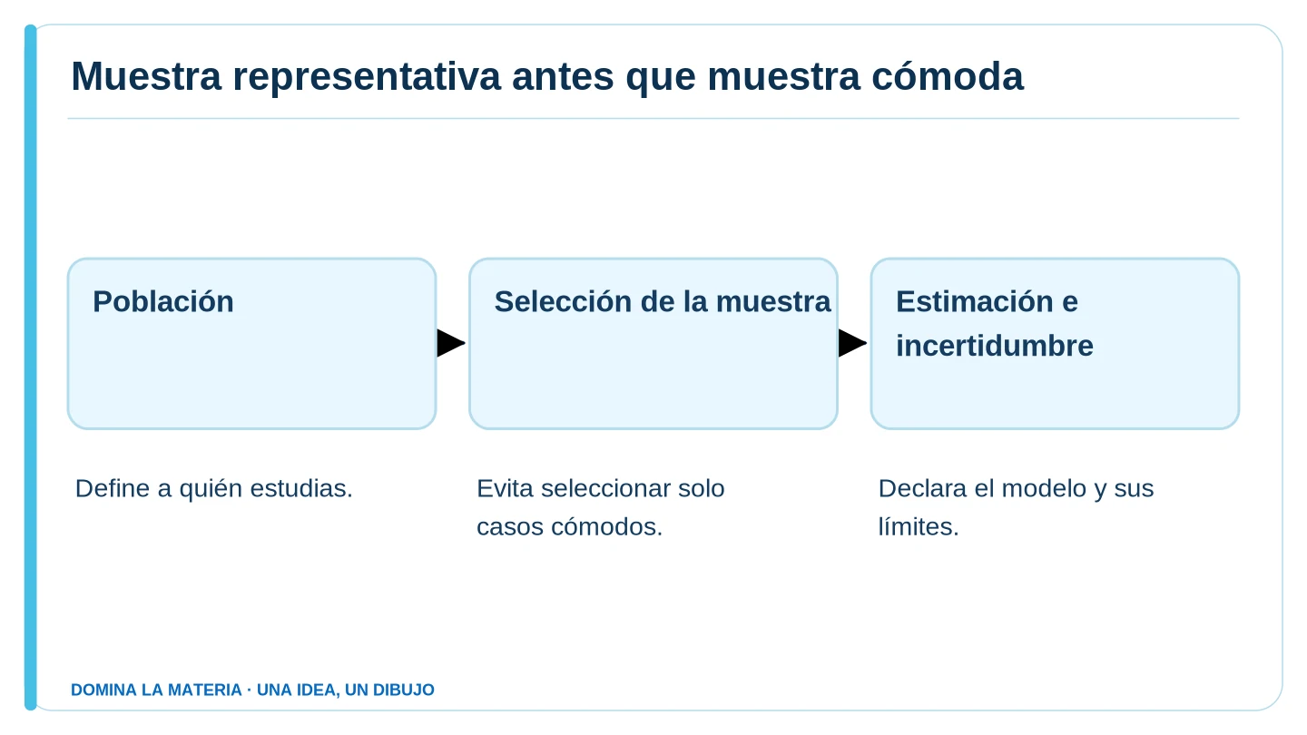 Muestra representativa antes que muestra cómoda. Descripción en el texto contiguo.