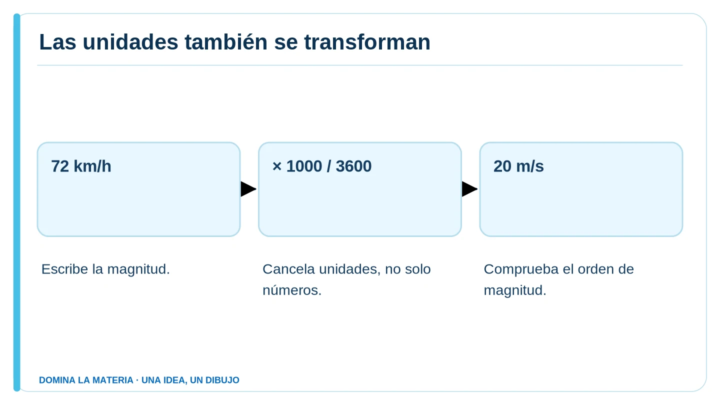 Las unidades también se transforman. Descripción en el texto contiguo.